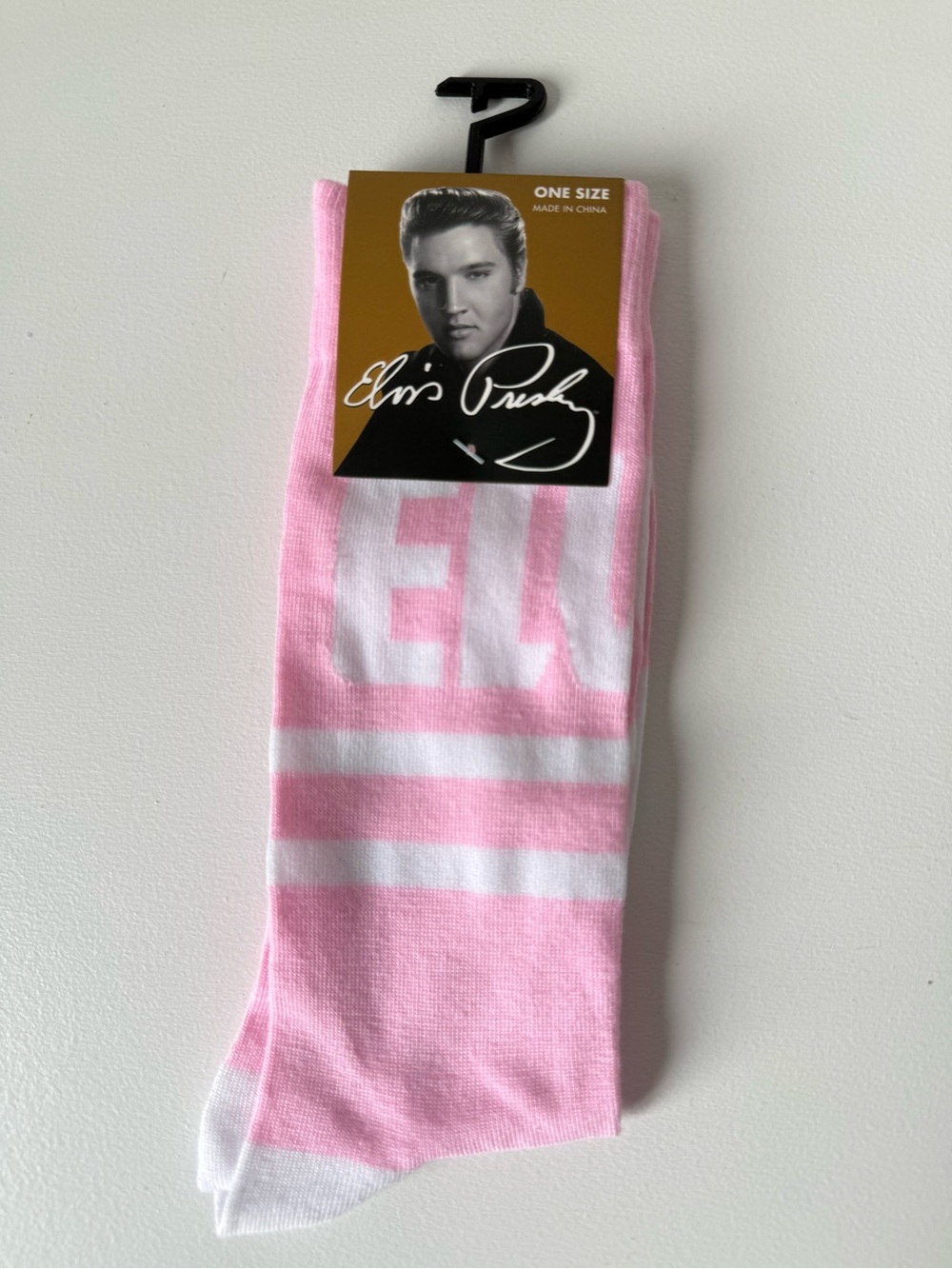 Elvis Presley Pink & White Crew Socks - Licensed